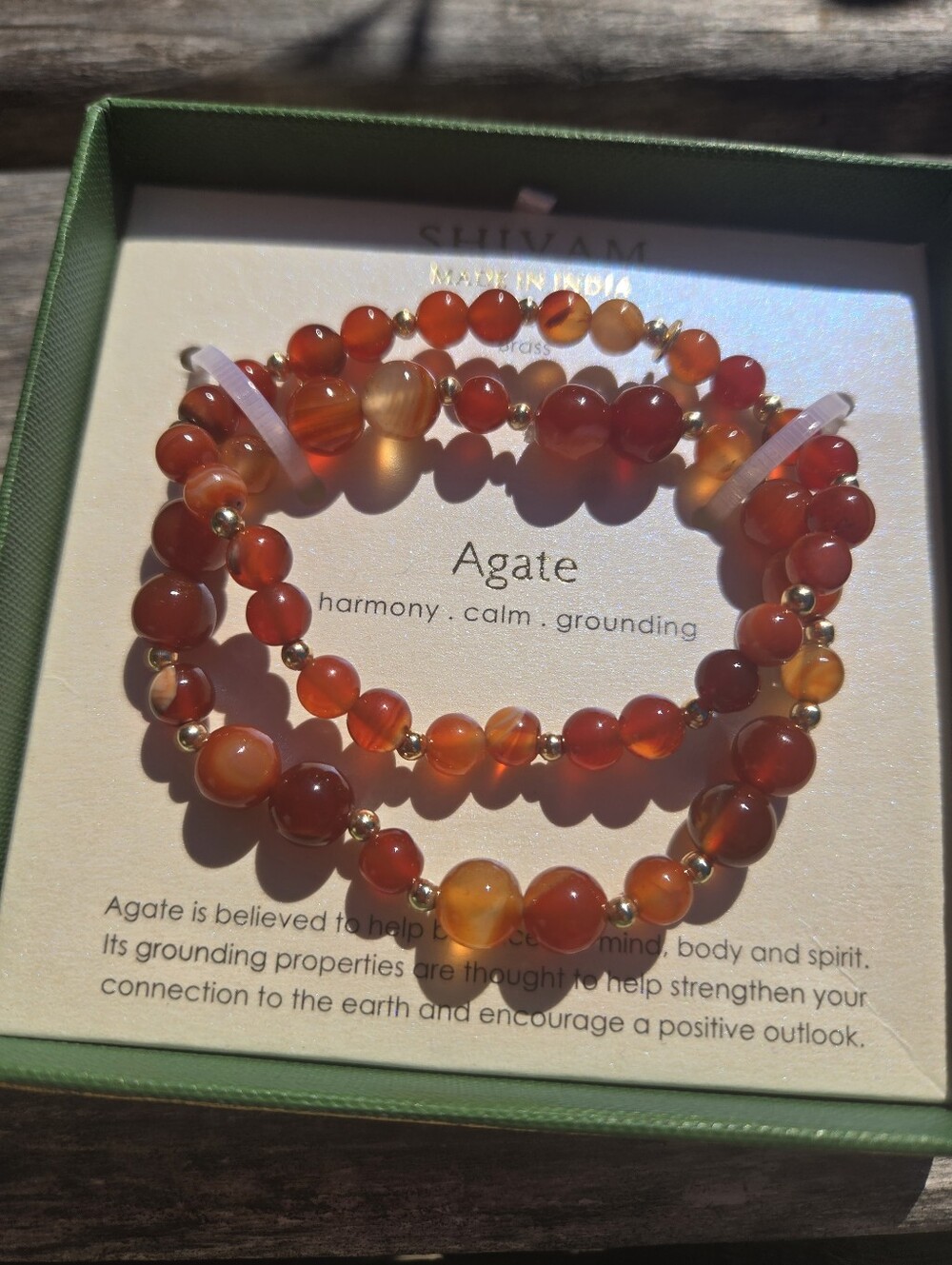 Agate Red-Orange Beaded Bracelet - Harmony & Grounding